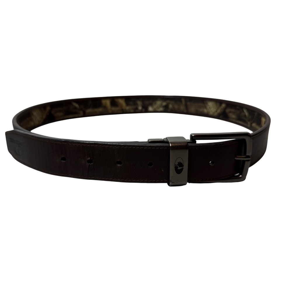 Mossy Oak Camo Brown Leather‎ Belt Men's Size 38-40 Buckle